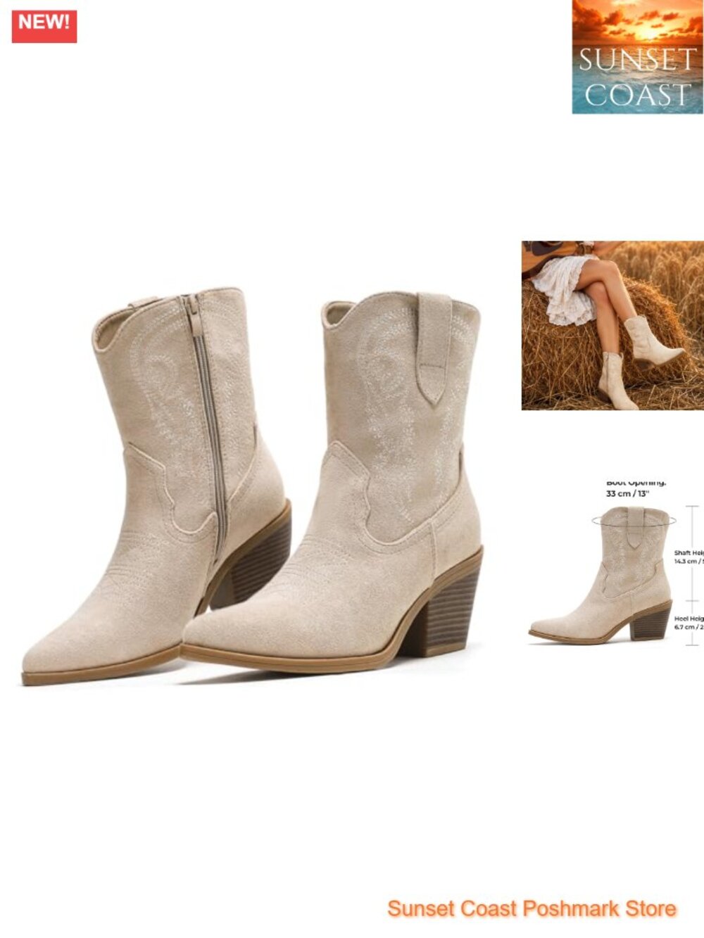 Faux Suede Embroidered Western Cowboy Ankle Booties Pointed Toe
